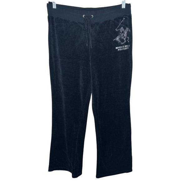 Beverly Hills Polo Club Y2K Velour Pants Rhinestone Embellished‎ Drawstring 2X - Picture 1 of 7